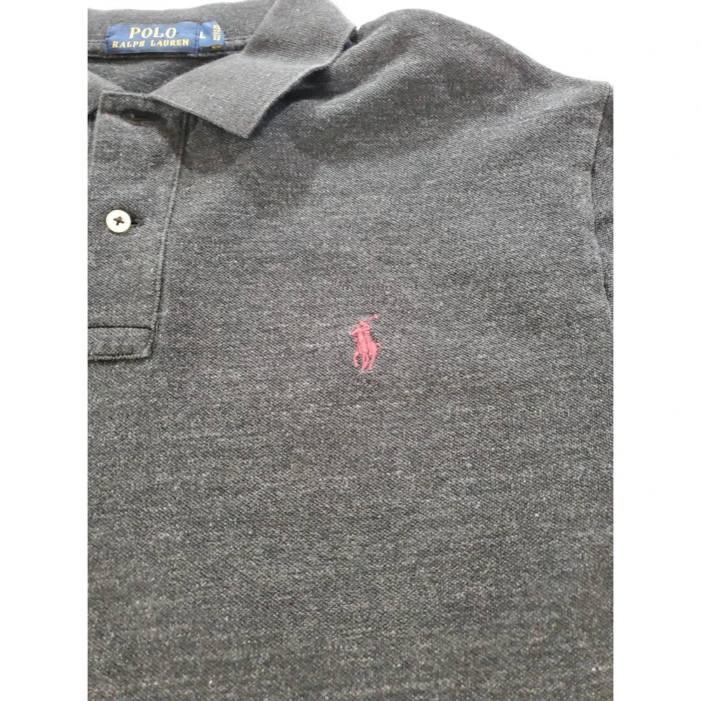 Ralph Lauren Polo Shirt Mens L‎ Dark Gray Pony Casual Long Sleeve